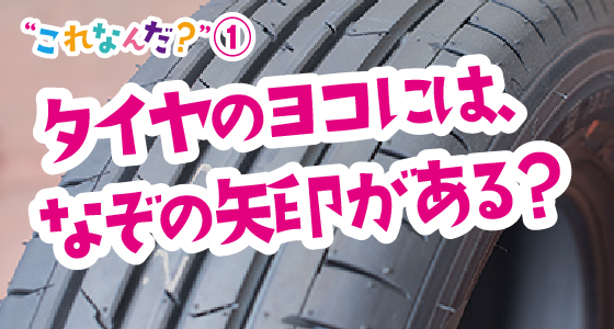 “これなんだ？”１　タイヤのヨコには、なぞの矢印がある？